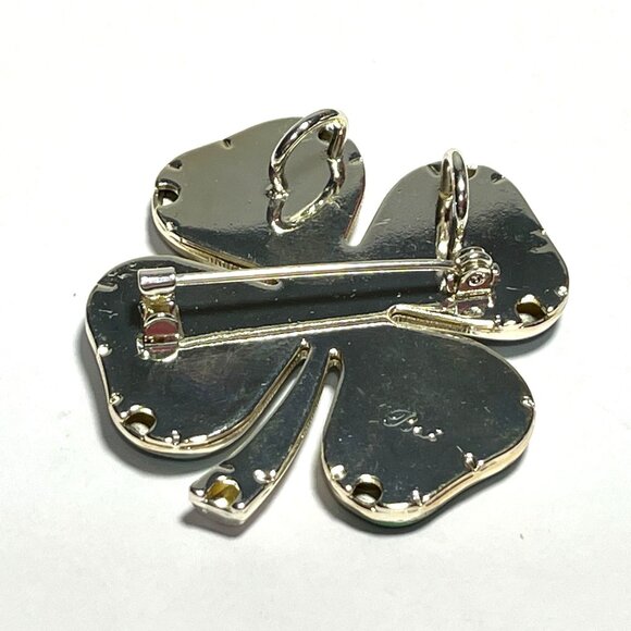 Vintage Four Leaf Clover Lapel Pin Brooch signed Best - Picture 3 of 4